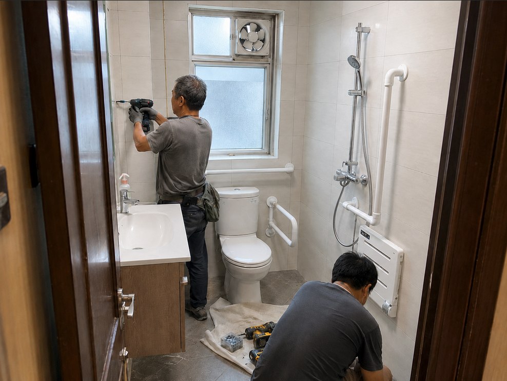 在翻新家居中的長者夫婦